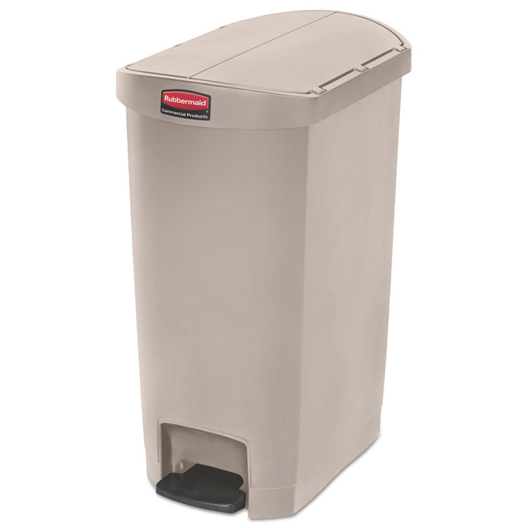Rubbermaid Commercial - Streamline Resin Step-On Container, End Step Style, 13 gal, Polyethylene, Beige