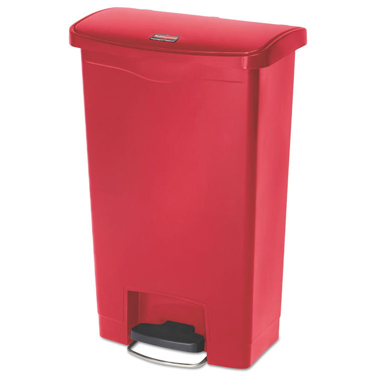 Rubbermaid Commercial - Streamline Resin Step-On Container, Front Step Style, 13 gal, Polyethylene, Red