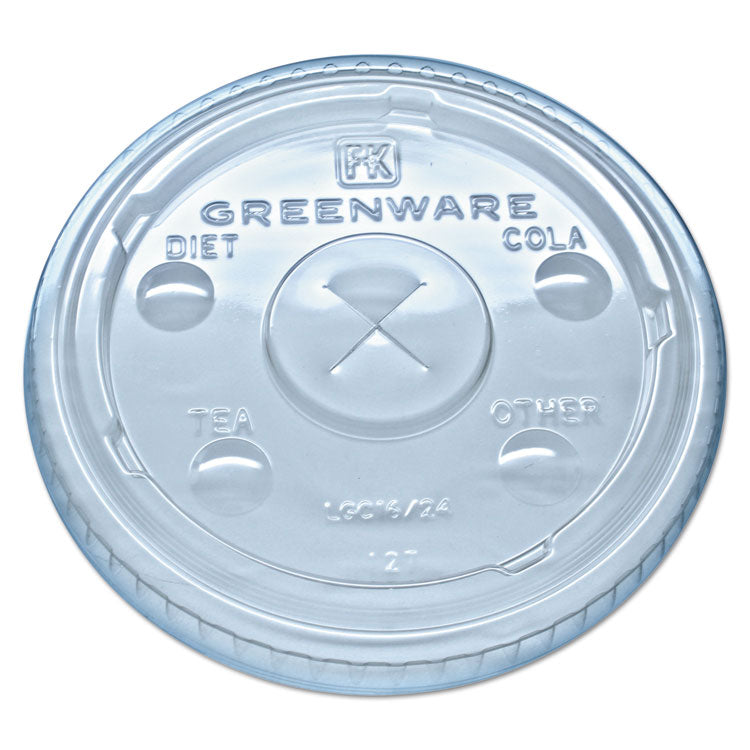 Fabri-Kal - Greenware Cold Drink Lids, Fits 16 oz, 18 oz, 24 oz Cups, X-Slot, Clear, 1,000/Carton