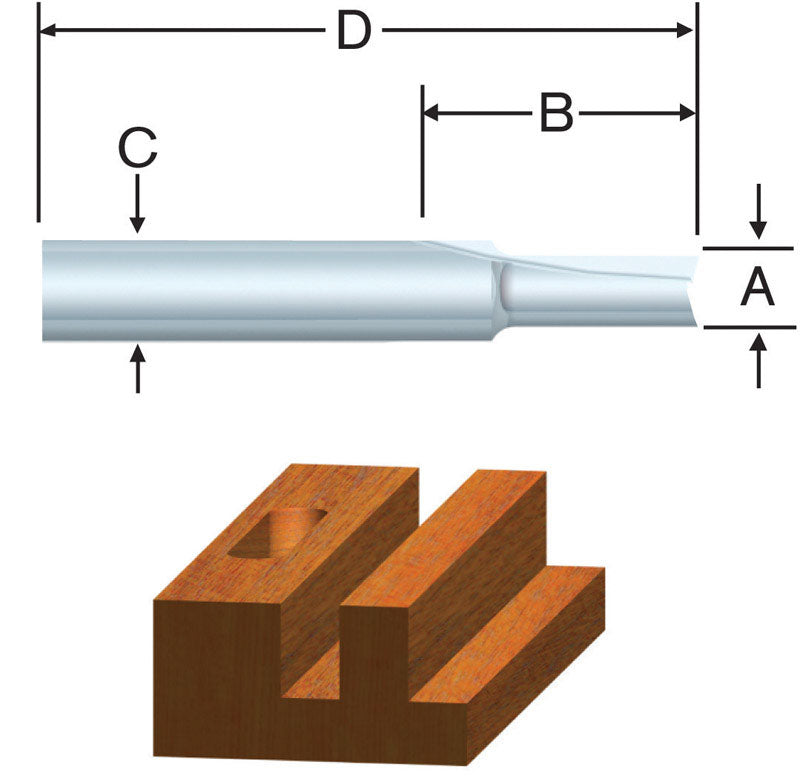 VERMONT AMERICAN - Vermont American 1/4 in. D X 1/4 x 1 in. X 2-1/4 in. L Carbide Tipped 2-Flute Straight Router Bit
