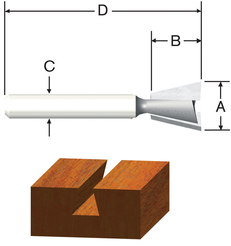 VERMONT AMERICAN - Vermont American 9/16 in. D X 9/16 in. X 2-9/16 in. L Carbide Tipped Dovetail Router Bit
