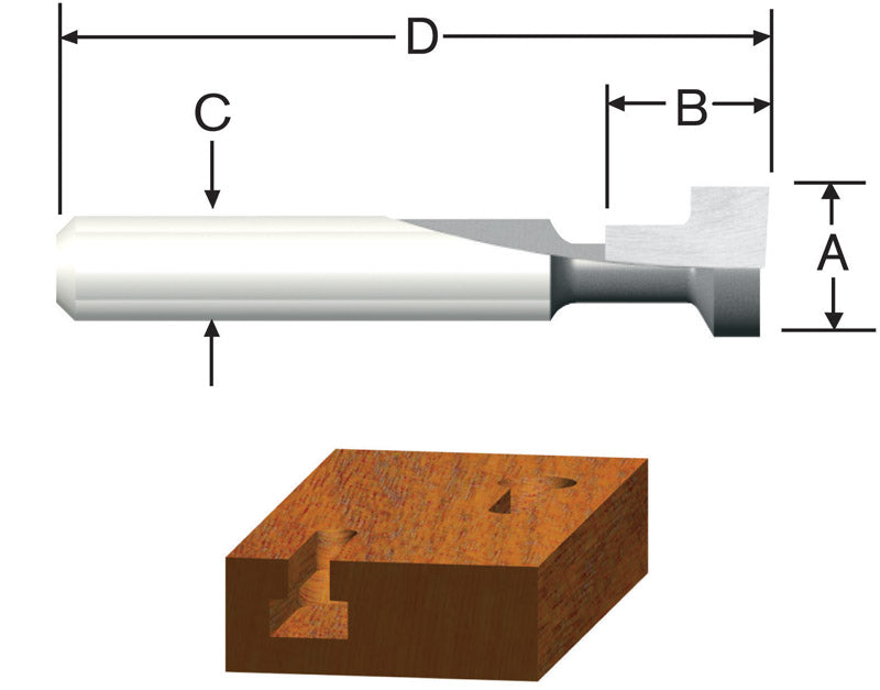 VERMONT AMERICAN - Vermont American 3/8 in. D X 3/8 in. X 1 in. L Carbide Tipped Keyhole Router Bit