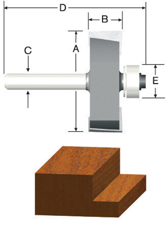 VERMONT AMERICAN - Vermont American 1-1/4 in. D X 3/8 in. X 2-1/8 in. L Carbide Tipped Rabbeting Router Bit