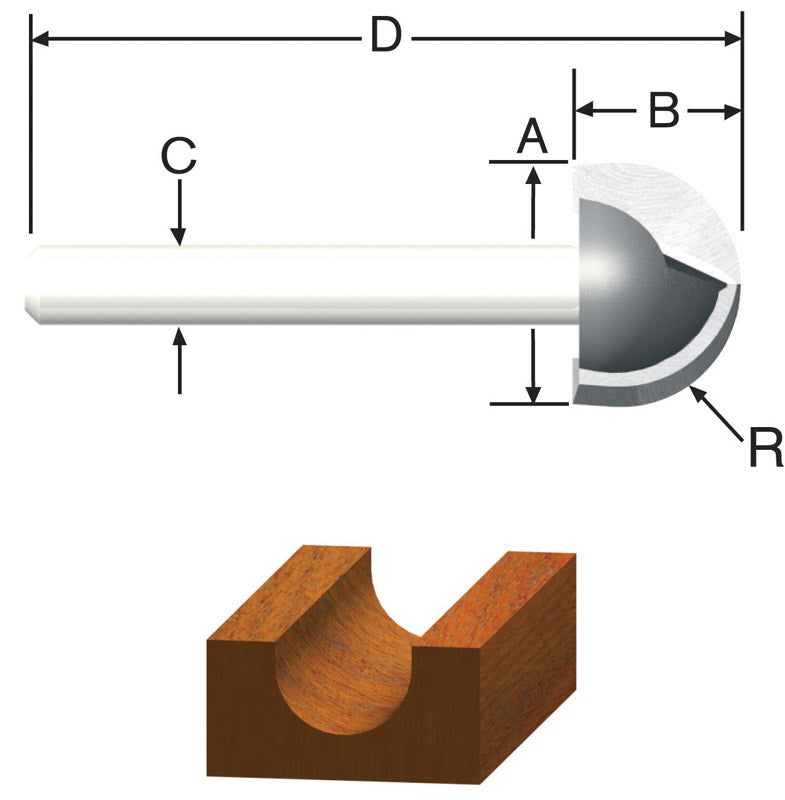 VERMONT AMERICAN - Vermont American 1/4 in. D X 1/4 in. X 1-9/16 in. L Carbide Tipped Core Box Router Bit