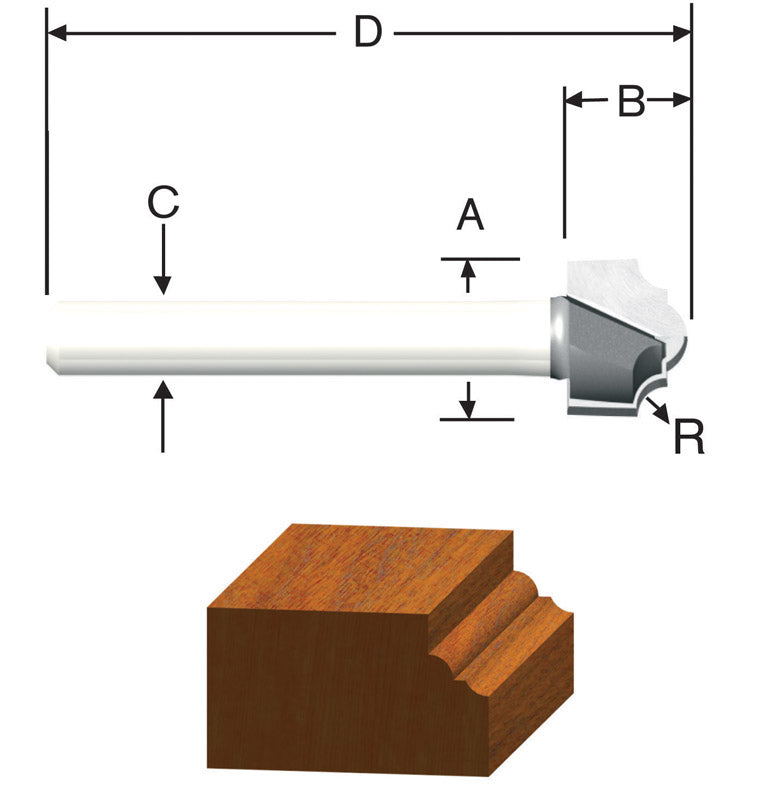 VERMONT AMERICAN - Vermont American 1/2 in. D X 1/2 in. X 1-7/8 in. L Carbide Tipped 2-Flute Classical Router Bit