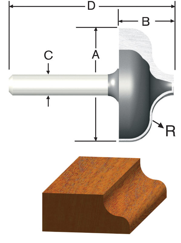 VERMONT AMERICAN - Vermont American 1-1/32 in. D X 1-1/32 in. X 1 in. L Carbide Tipped Ogee Router Bit