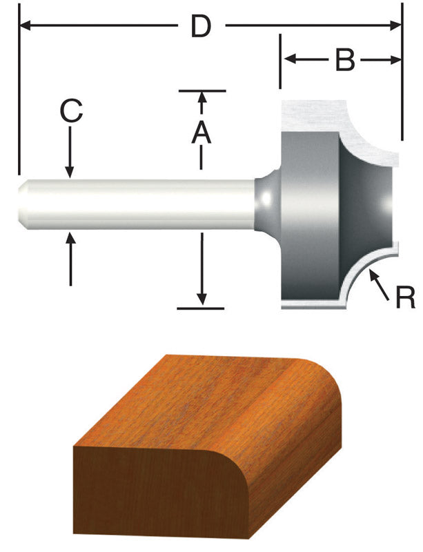 VERMONT AMERICAN - Vermont American 1 in. D X 1/4 in. X 1 in. L Carbide Tipped Ovolo Router Bit