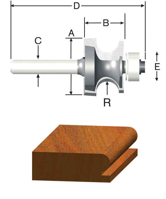 VERMONT AMERICAN - Vermont American 1 in. D X 3/16 in. X 2-1/8 in. L Carbide Tipped Edgebead Router Bit