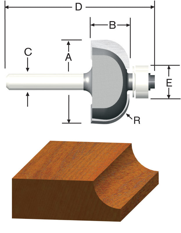 VERMONT AMERICAN - Vermont American 1-1/4 in. D X 3/8 in. X 2-3/16 in. L Carbide Tipped Cove Router Bit