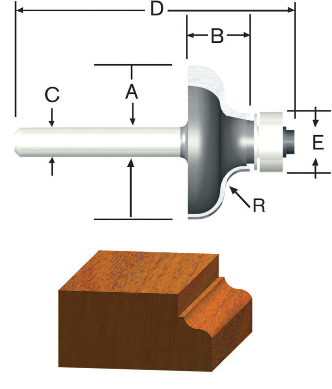 VERMONT AMERICAN - Vermont American 1-1/2 in. D X 1/4 in. X 2-1/4 in. L Carbide Tipped Ogee Router Bit