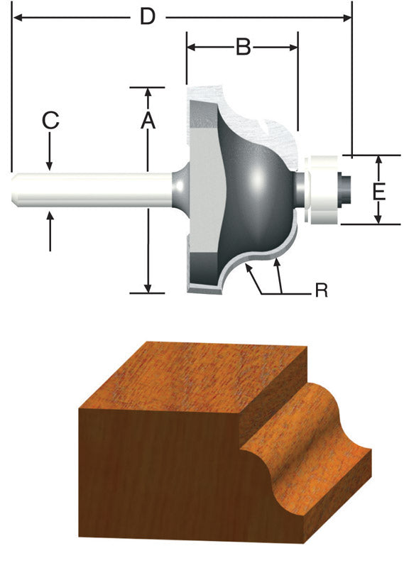 VERMONT AMERICAN - Vermont American 1-1/8 in. D X 5/32 in. X 2-1/8 in. L Carbide Tipped Roman Ogee Router Bit