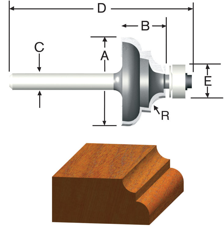 VERMONT AMERICAN - Vermont American 1 in. D X 1/8 in. X 2-1/8 in. L Carbide Tipped Cove & Bead Router Bit