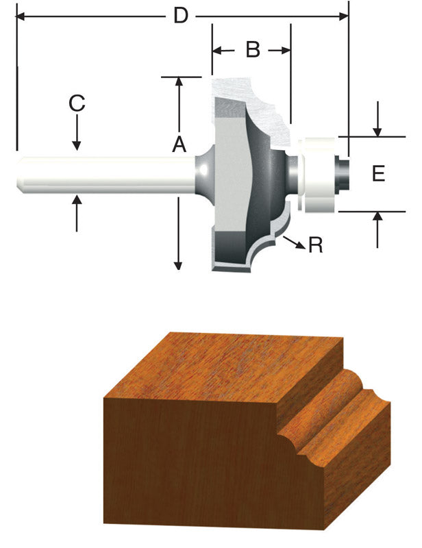 VERMONT AMERICAN - Vermont American 1-3/8 in. D X 3/16 in. X 2-1/4 in. L Carbide Tipped 2-Flute Classical Router Bit