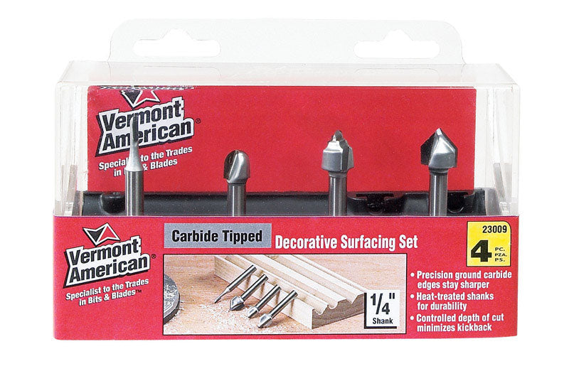 VERMONT AMERICAN - Vermont American 1/4 in. D X Multi Size in. X 4 in. L Classical Router Bit Set 4 pc