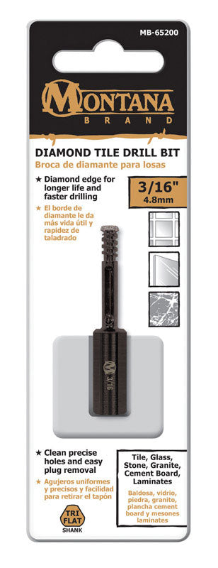 MONTANA BRAND - Montana Brand 3/16 in. Alloy Steel Drill Bit 3-Flat Shank 1 pc