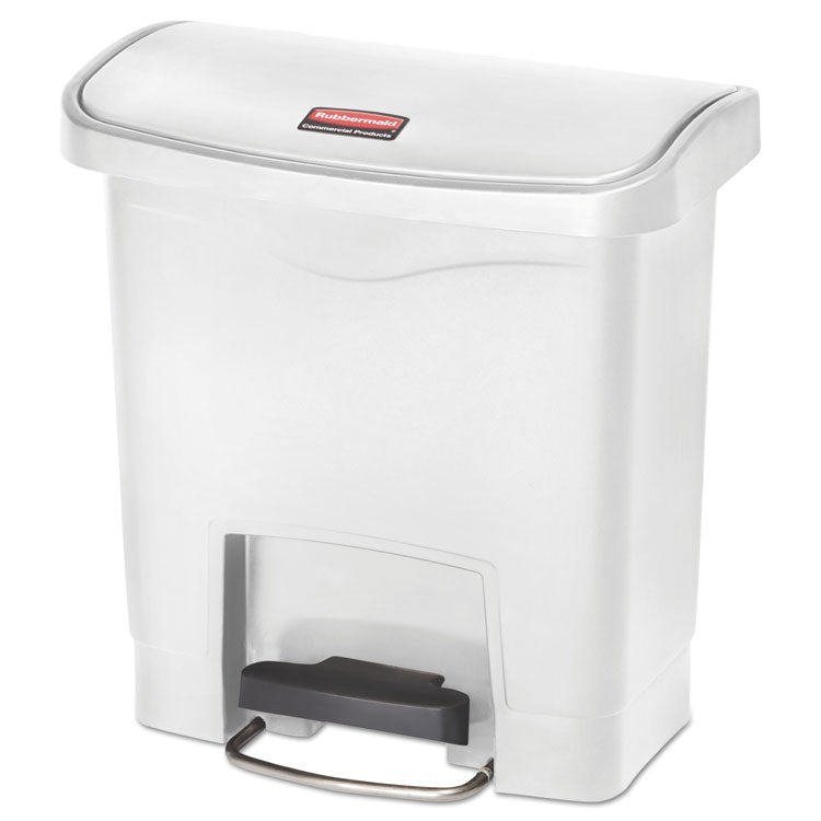 Rubbermaid Commercial - Streamline Resin Step-On Container, Front Step Style, 4 gal, Polyethylene, White