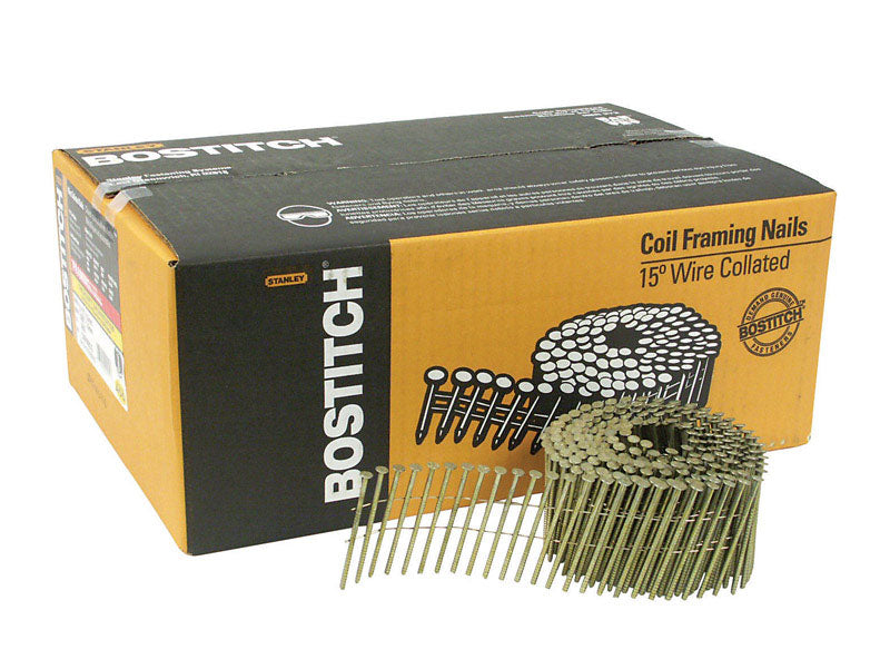 STANLEY BOSTITCH - Bostitch 2-1/2 in. 13 Ga. Angled Coil Galvanized Framing Nails 15 deg 3600 pk [C8R99BCG]