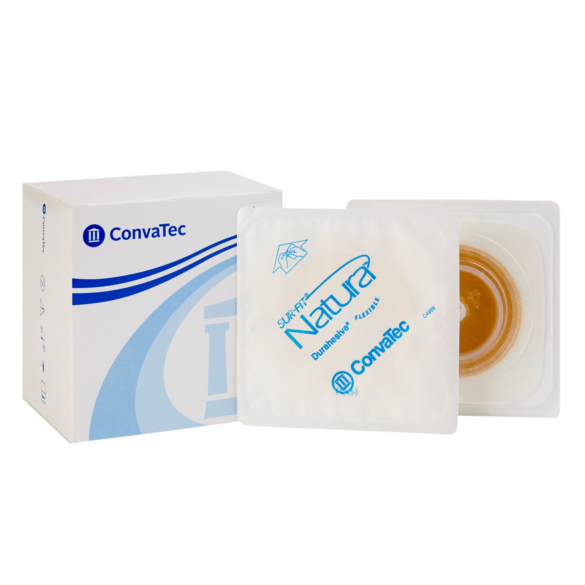 ConvaTec - Ostomy Barrier Sur-Fit Natura® Durahesive® Trim to Fit, Extended Wear Durahesive® Adhesive 45 mm Flange Hydrocolloid 1 to 1-1/4 Inch Opening 4-1/2 X 4-1/2 Inch [10/BX]