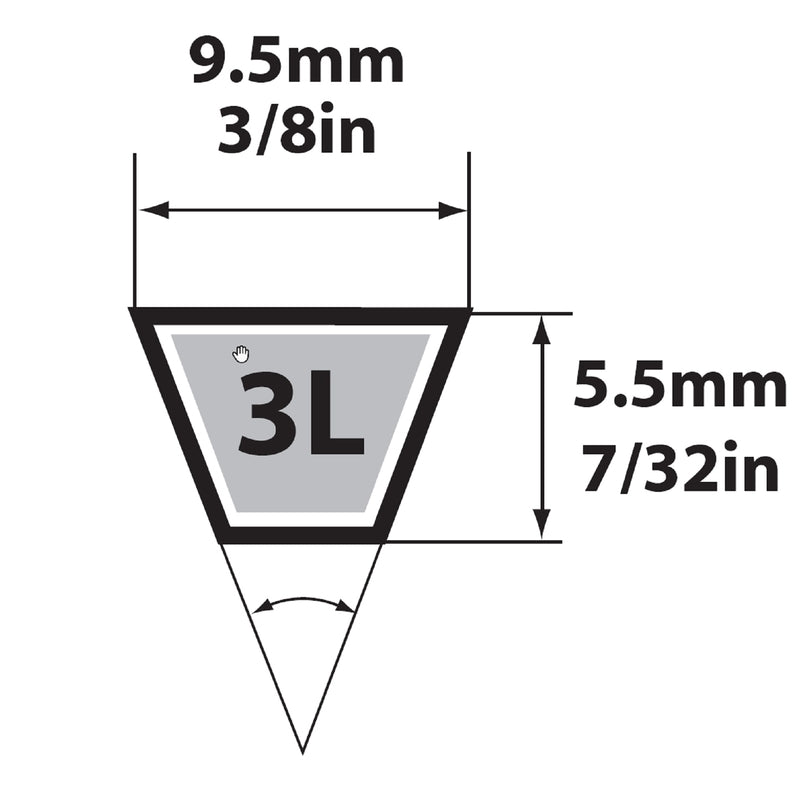 MITSUBOSHI - Mitsuboshi FHP 3L440 Standard General Utility V-Belt 0.38 in. W X 44 in. L For Fractional Horsepower