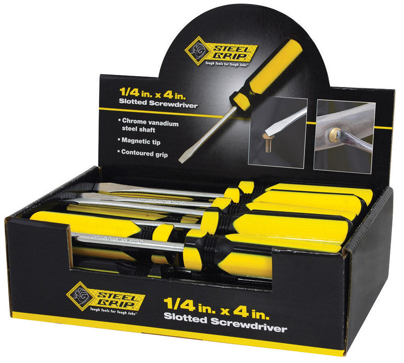 STEEL GRIP - Steel Grip 1/4 in. X 4 in. L Slotted Screwdriver 1 pc - Case of 24 [2265353]