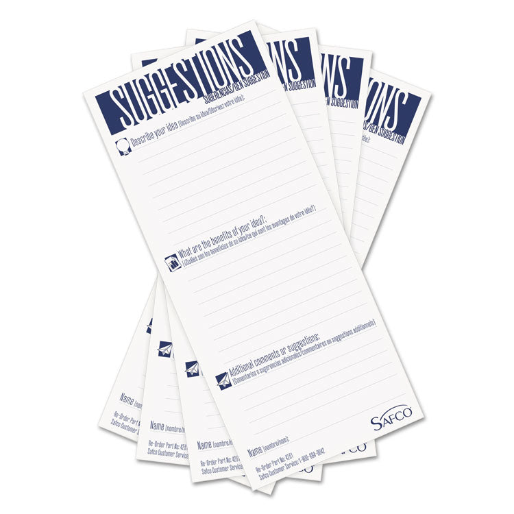 Safco - Suggestion Box Cards, 3.5 x 8, White, 25/Pack