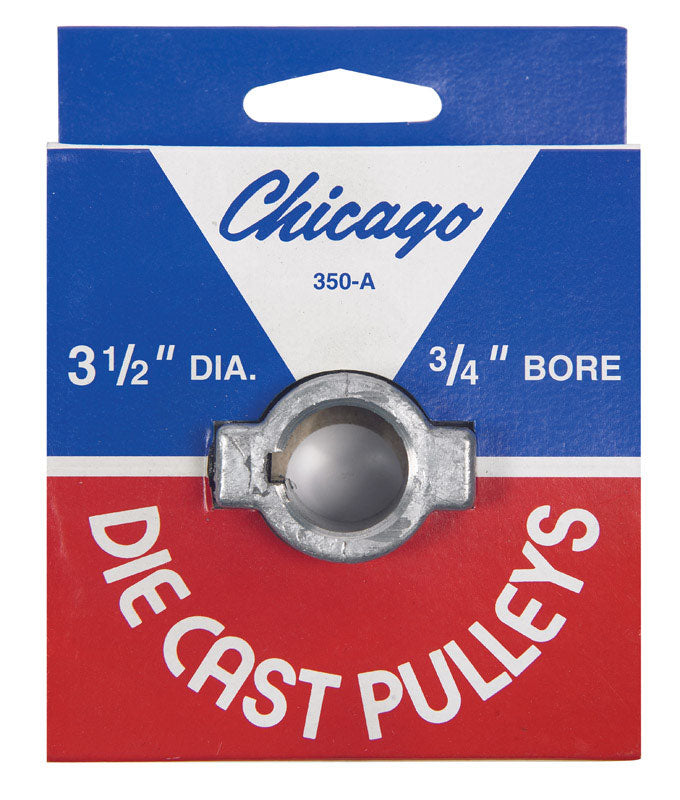 CHICAGO DIE CAST - Chicago Die Cast 3 1/2 in. D Zinc Single V Grooved Pulley [350A7]