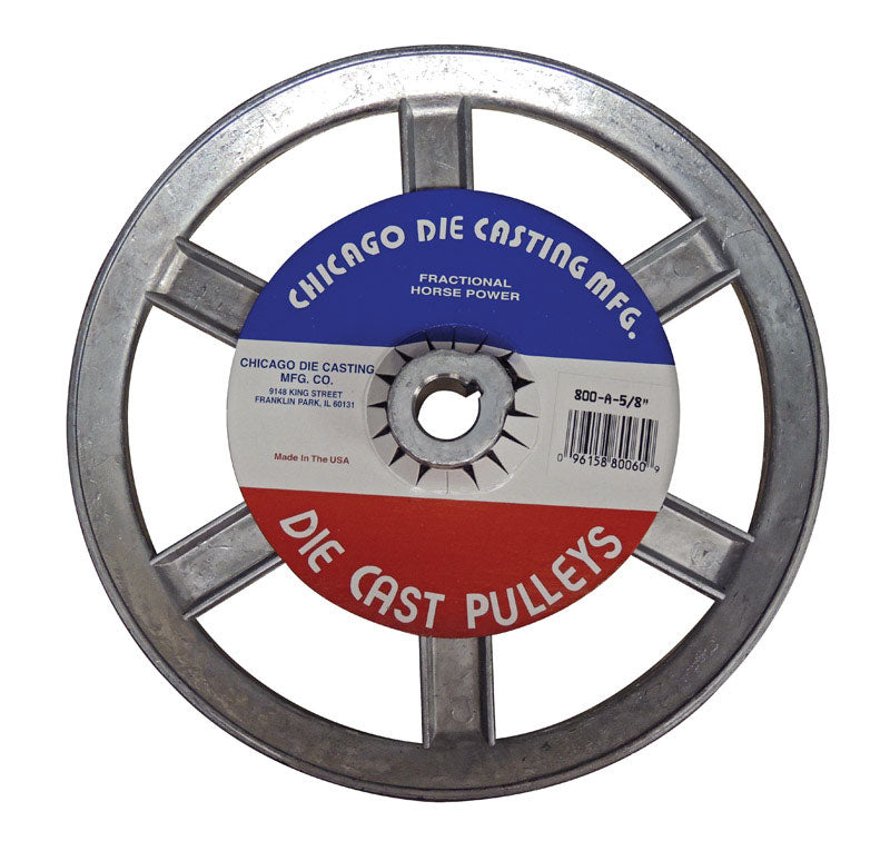 CHICAGO DIE CAST - Chicago Die Cast 8 in. D Zinc Single V Grooved Pulley [800A6]