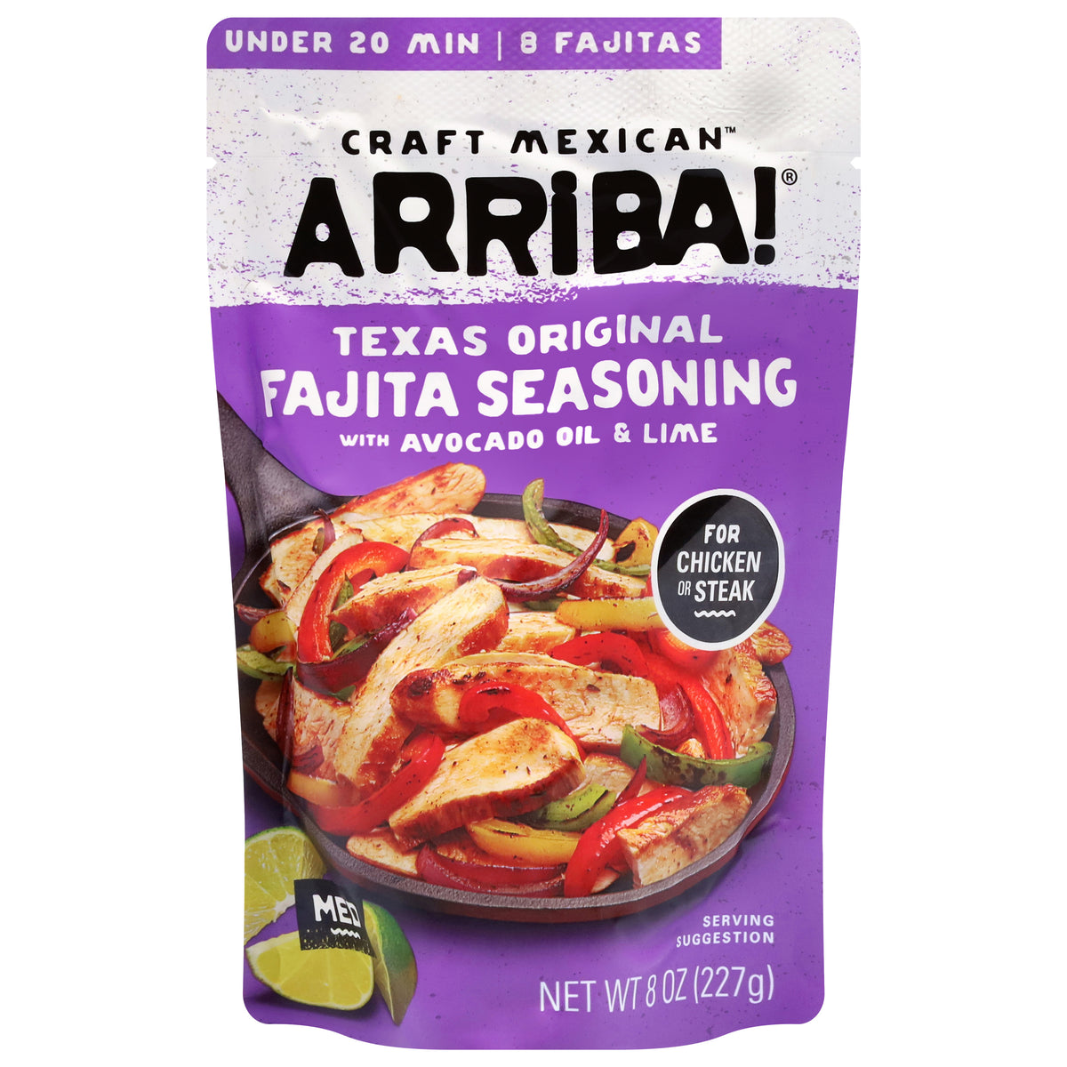 Arriba! Craft Mexican Texas Original Fajita Seasoning with Avocado Oil & Lime 8 oz - Case of 6