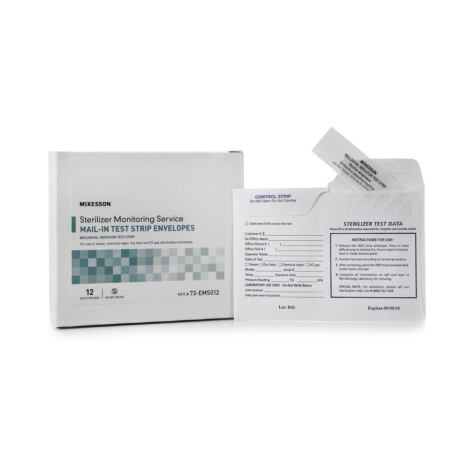 McKesson Brand - McKesson Sterilizer Monitoring Mail-In Service Steam / EO Gas / Dry Heat / Chemical Vapor [12/BX]