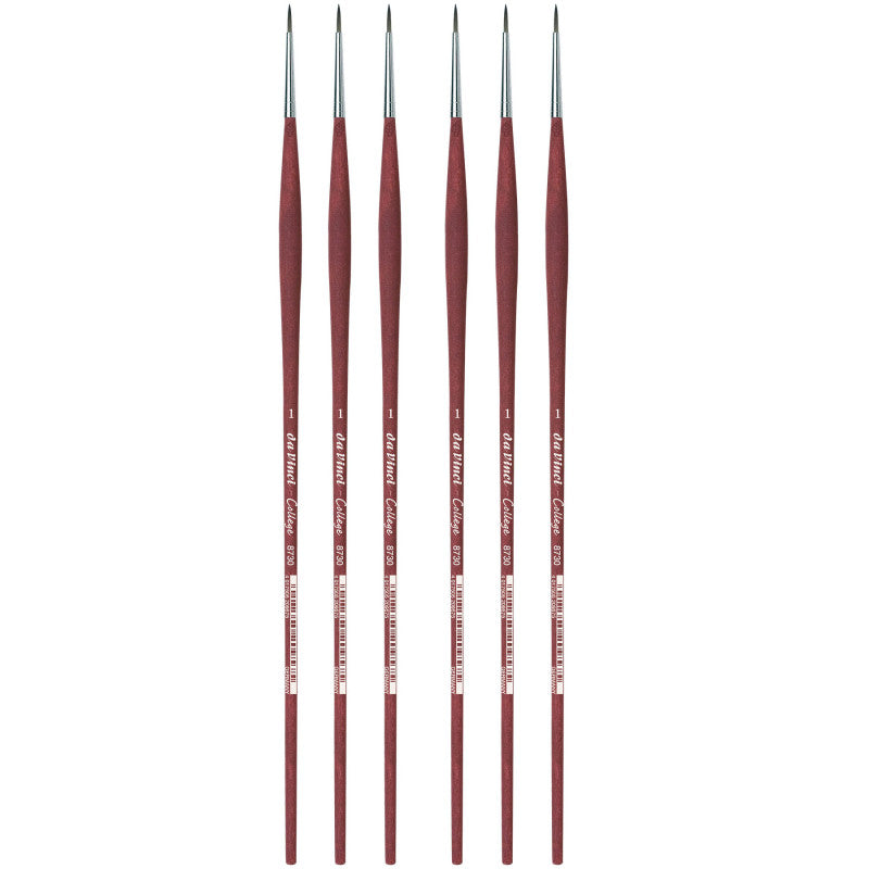 COLLEGE Student Brush, Synthetic, Acrylic & Oil, Round, Series 8730, Size 1, Pack of 6