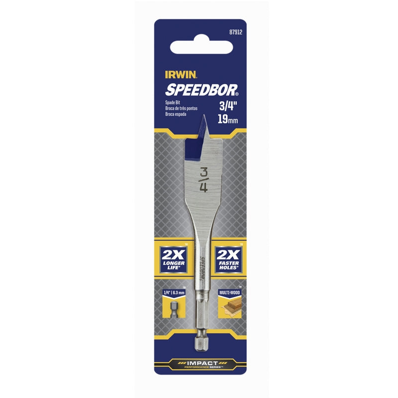 IRWIN - Irwin Speedbor 3/4 in. X 4 in. L Carbon Steel Wood Boring Bit Quick-Change Hex Shank 1 pc [87912]