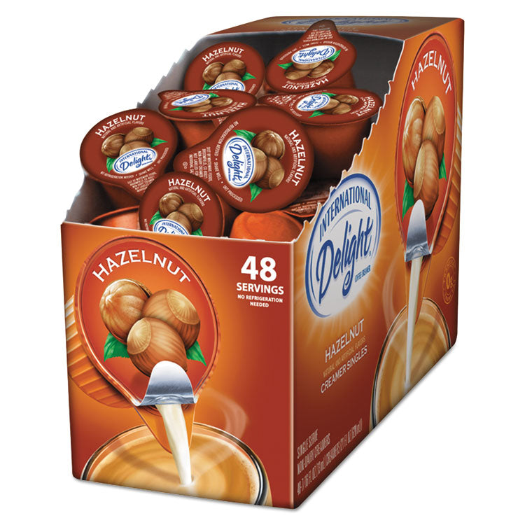 International Delight - Flavored Liquid Non-Dairy Coffee Creamer, Hazelnut, 0.4375 oz Cup, 48/Box