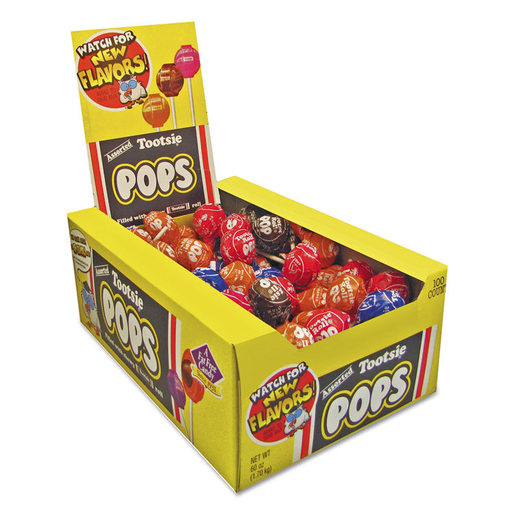 Tootsie Roll - Tootsie Pops, Assorted Original Flavors, 0.6 oz Lollipops, 100/Box