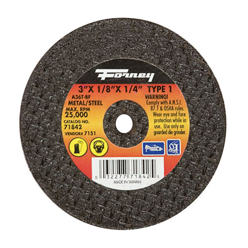 FORNEY - Forney 3 in. D X 1/4 in. Aluminum Oxide Metal Cut-Off Wheel 1 pc [71842]