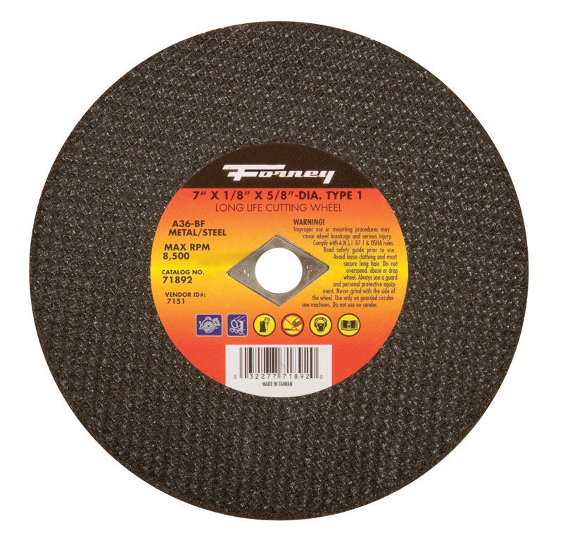 FORNEY - Forney 7 in. D X 5/8 in. Aluminum Oxide Metal Cut-Off Wheel 1 pc