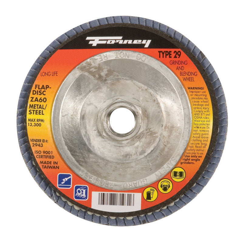 FORNEY - Forney 4-1/2 in. D Zirconia Aluminum Oxide Thread Arbor Flap Disc 120 Grit 1 pc