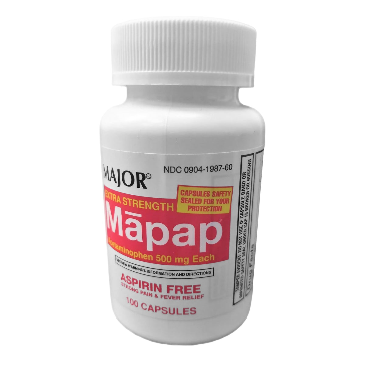 Major Pharmaceuticals - Pain Relief Mapap® 500 mg Strength Acetaminophen Gelcap 100 per Bottle [1/BT]
