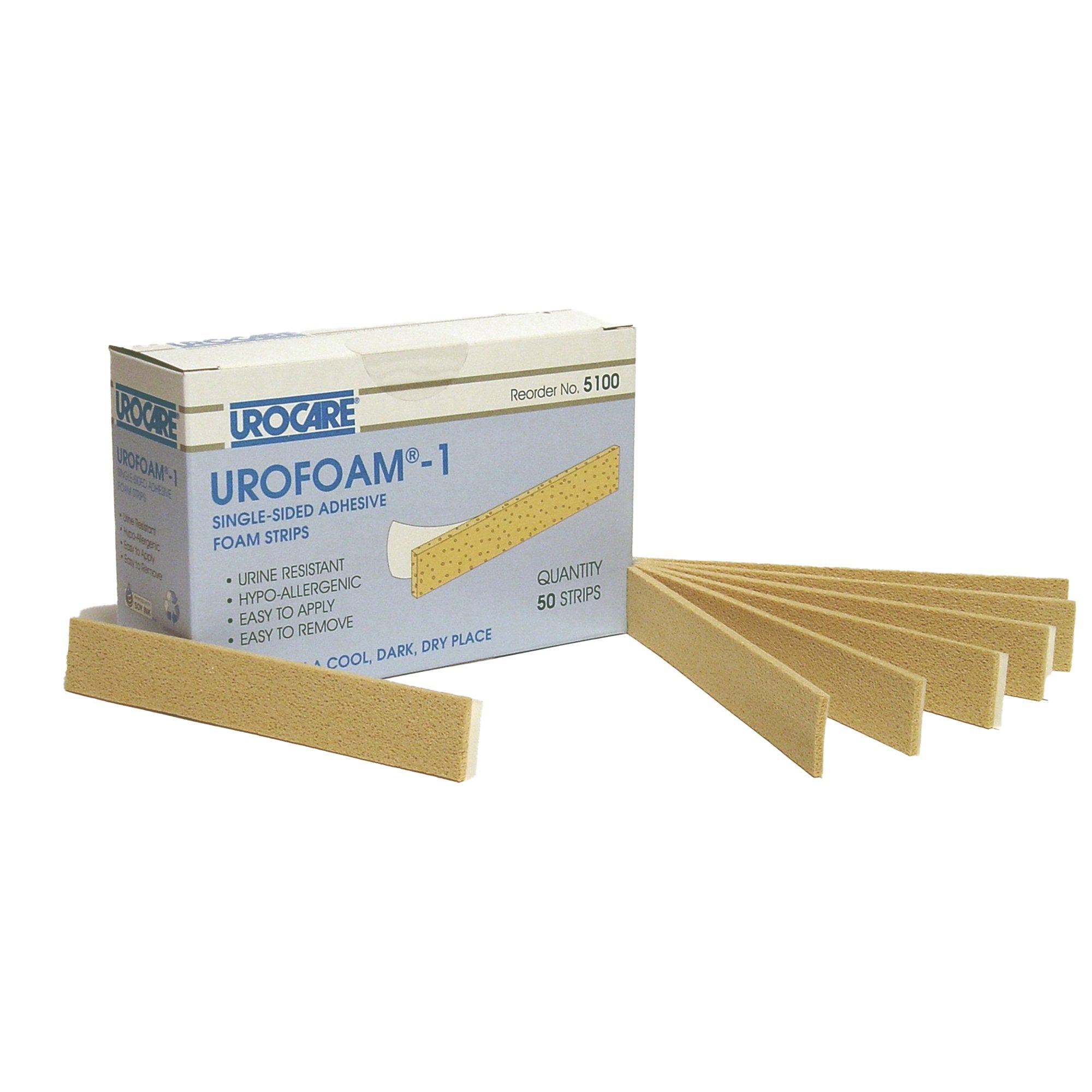 Urocare Products - Adhesive Foam Strips Urofoam® 1 Sided, NonSterile, 0.09 X 1 X 5.75 Inch [50/BX]