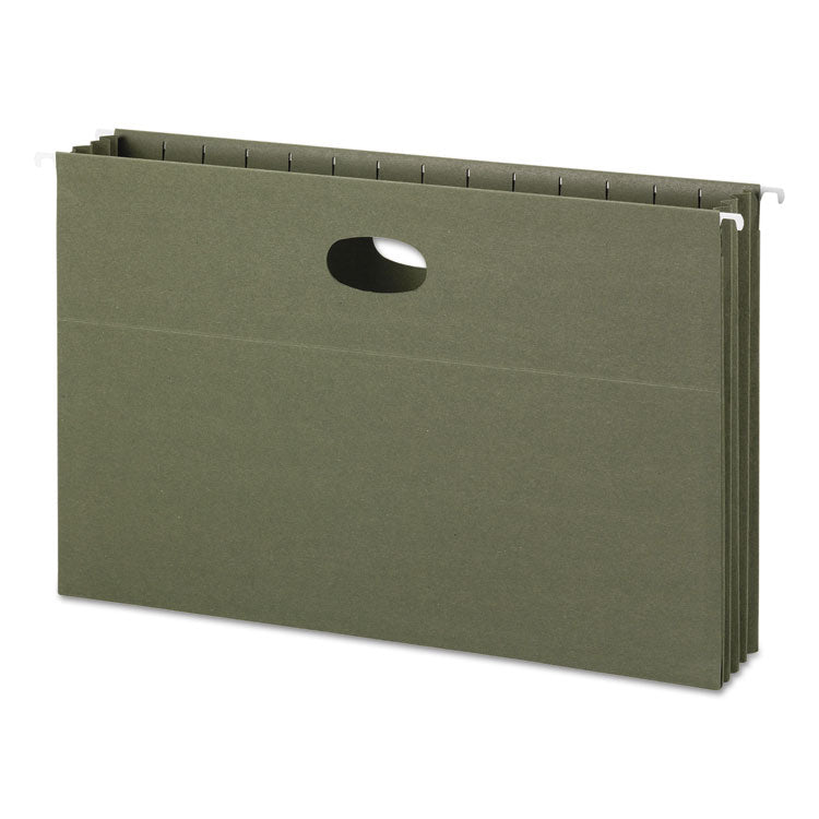 Smead - 100% Recycled Hanging Pockets with Full-Height Gusset, 1 Section, 3.5" Capacity, Legal Size, Standard Green, 10/Box