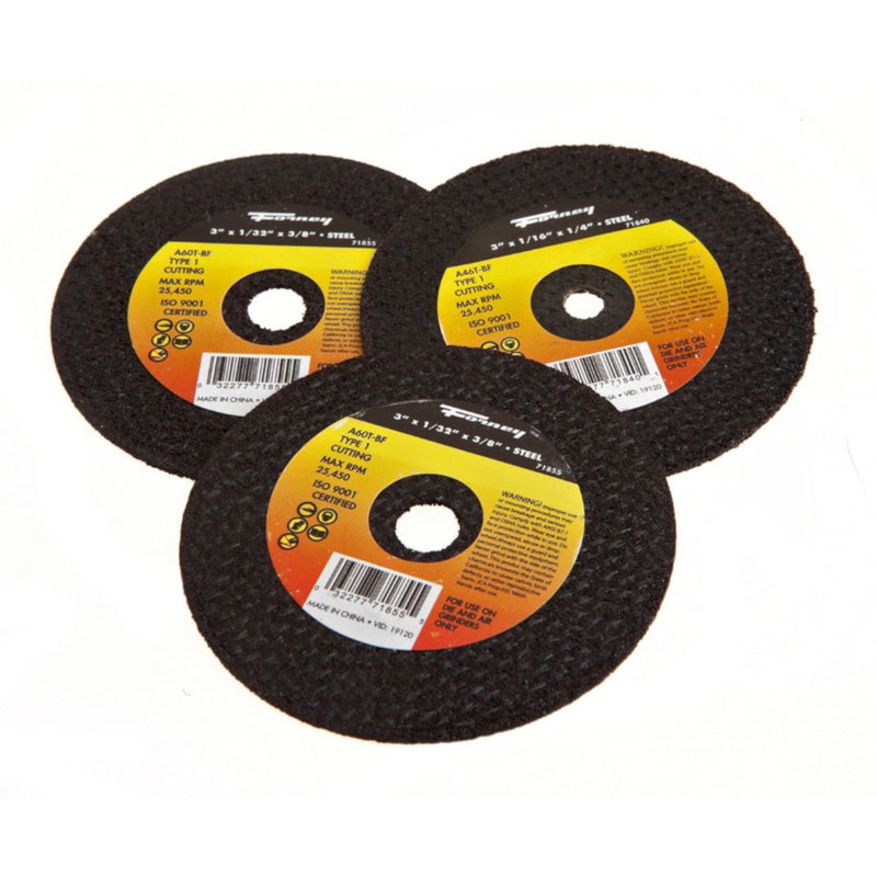 FORNEY - Forney 3 in. D X 7/8 in. Aluminum Oxide Cut-Off Wheel Kit 1 pc