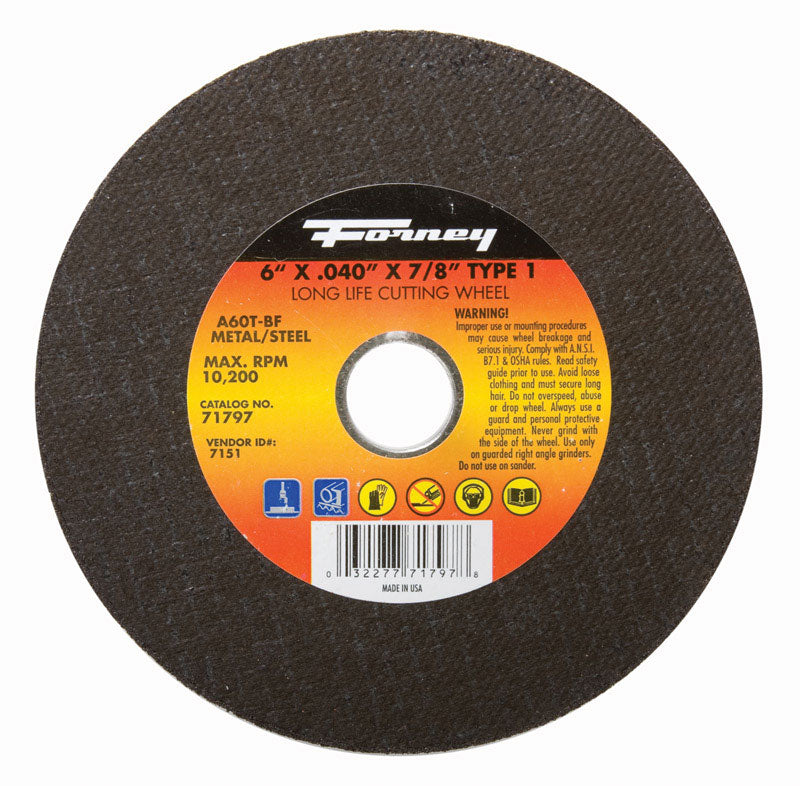 FORNEY - Forney 6 in. D X 7/8 in. Aluminum Oxide Metal Cut-Off Wheel 1 pc [71797]