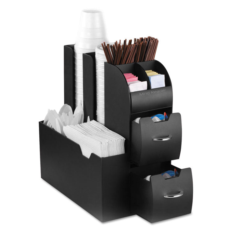 Mind Reader - Coffee Condiment Caddy Organizer, 10 Compartments, 5.4 x 11 x 12.6, Black