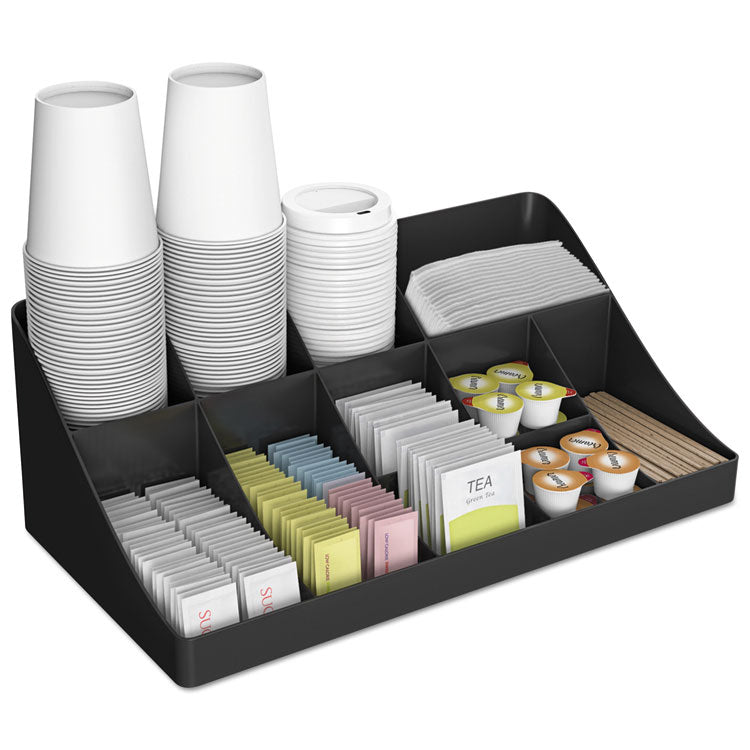 Mind Reader - 11-Compartment Coffee Condiment Organizer, 18.25 x 6.63 x 9.78, Black