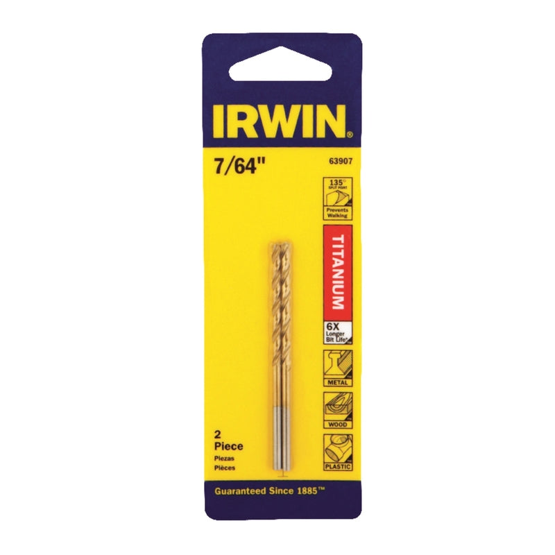 IRWIN TOOLS - Irwin 7/64 in. X 2-5/8 in. L High Speed Steel Drill Bit Set Straight Shank 2 pc [63907]