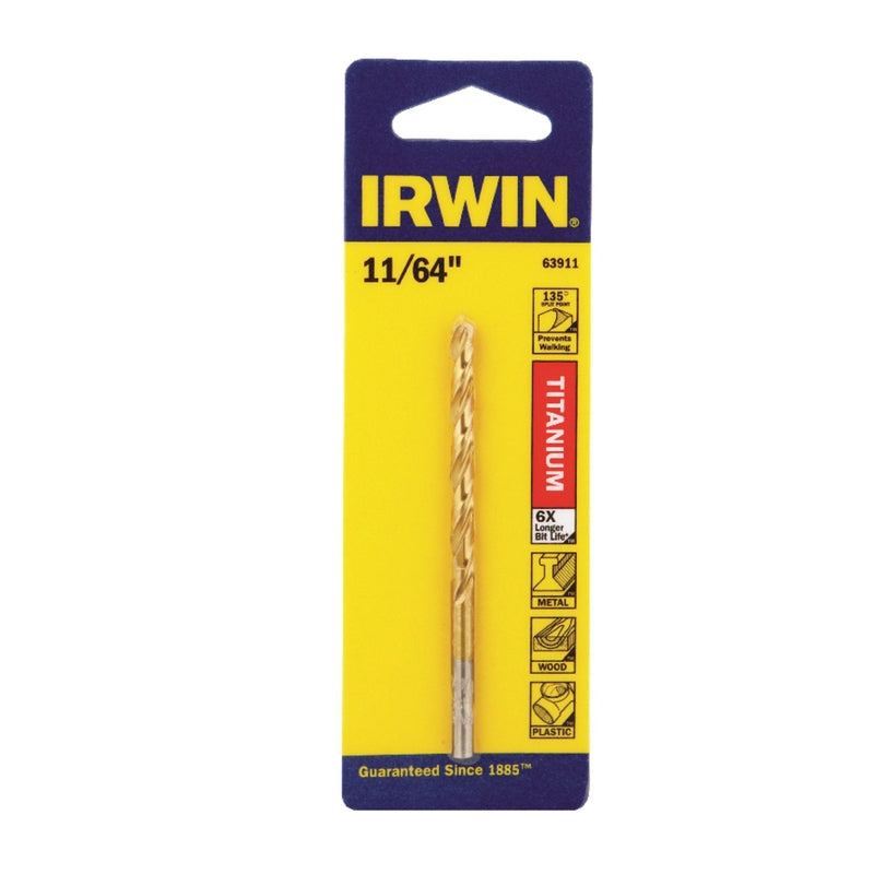 IRWIN TOOLS - Irwin 11/64 in. X 3-1/4 in. L High Speed Steel Drill Bit Straight Shank 1 pc [63911]