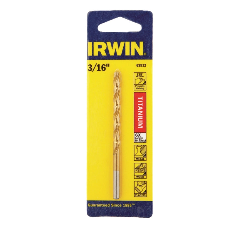 IRWIN TOOLS - Irwin 3/16 in. X 3-1/2 in. L High Speed Steel Drill Bit Straight Shank 1 pc [63912]