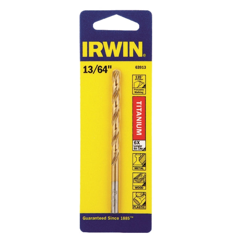 IRWIN TOOLS - Irwin 13/64 in. X 3-5/8 in. L High Speed Steel Drill Bit Straight Shank 1 pc [63913]