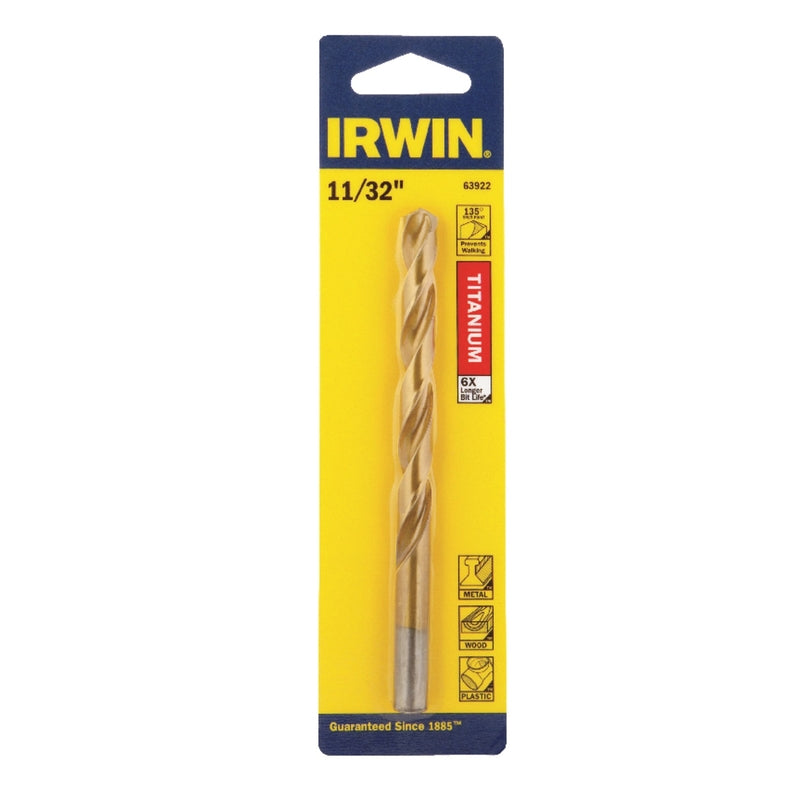 IRWIN TOOLS - Irwin 11/32 in. X 4-3/4 in. L High Speed Steel Drill Bit Straight Shank 1 pc [63922]