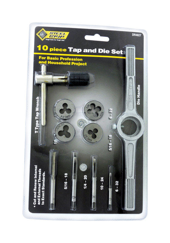 STEEL GRIP - Steel Grip Steel SAE Tap and Die Set 6-32, 10-24, 1/4-20, 5/16-18 10 pc