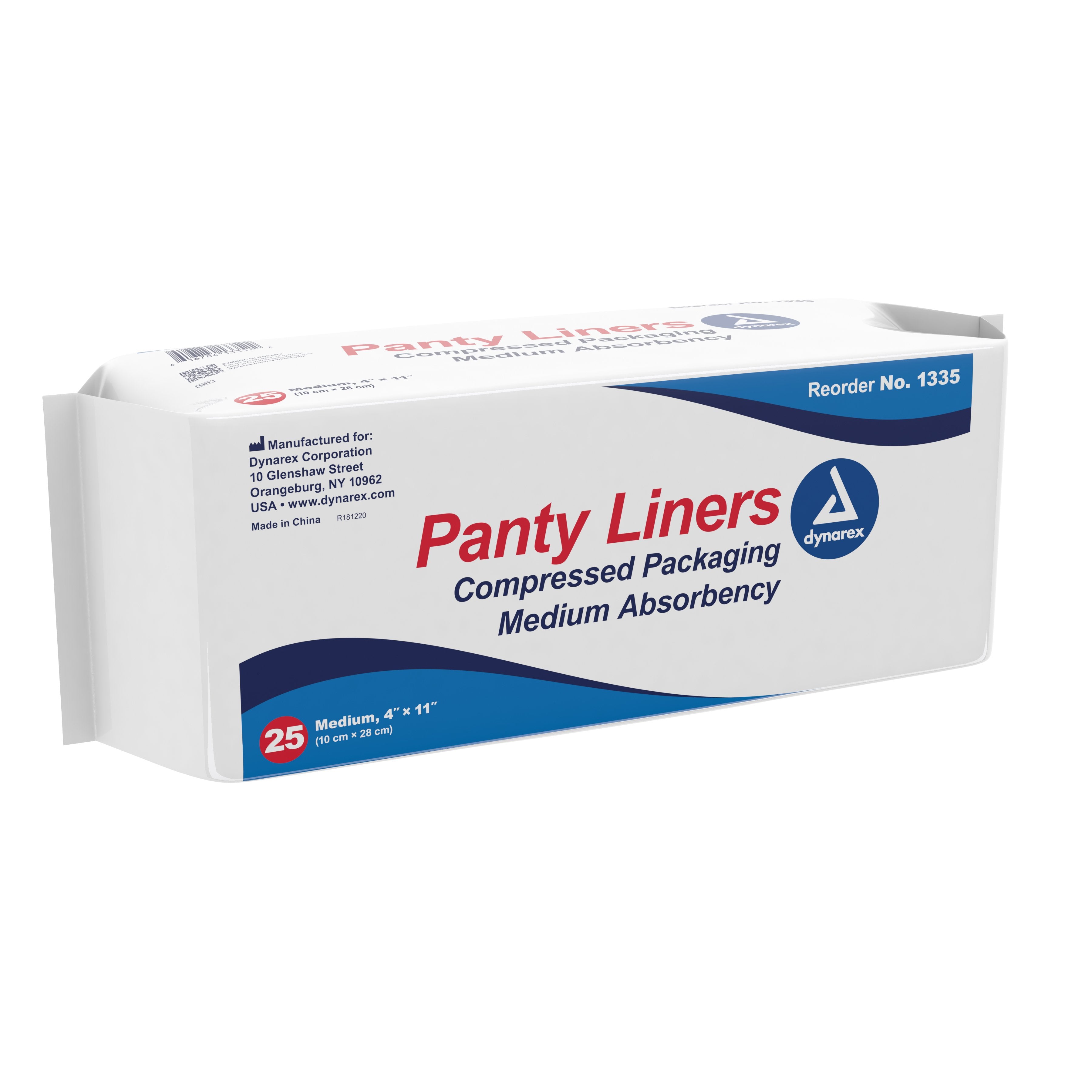 Dynarex - Bladder Control Pad Dynarex® 4 X 11 Inch Moderate Absorbency Wood Pulp / Polypropylene / Tissue Core One Size Fits Most [25/PK]